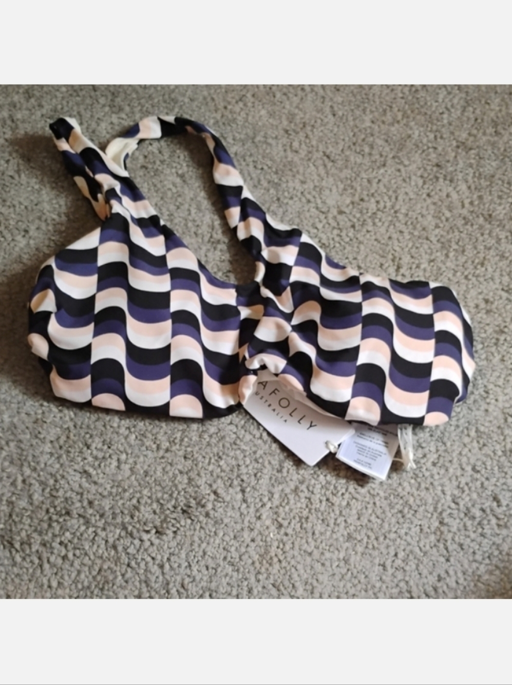 NWT Seafolly One Shoulder Cut Out Bikini Top Sz 2 US